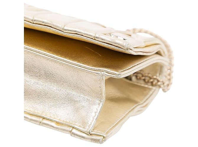 Chanel Gold CC Metallic Plissierter Lammleder Schultertasche mit Kette - Ansicht 7