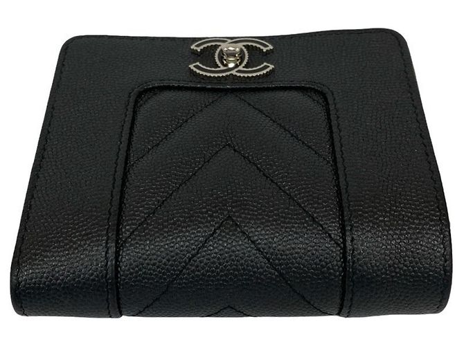 Cartera tri-fold V-stitch Mademoiselle Coco de Chanel Negro - vista 3