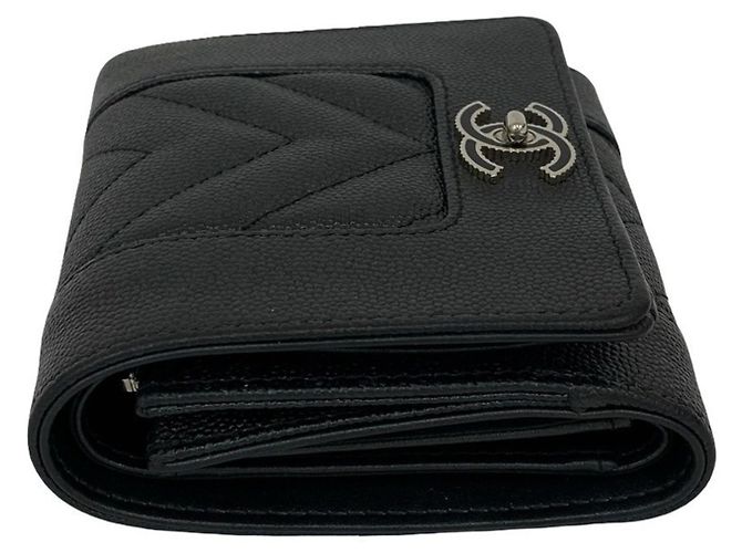 Cartera tri-fold V-stitch Mademoiselle Coco de Chanel Negro - vista 5