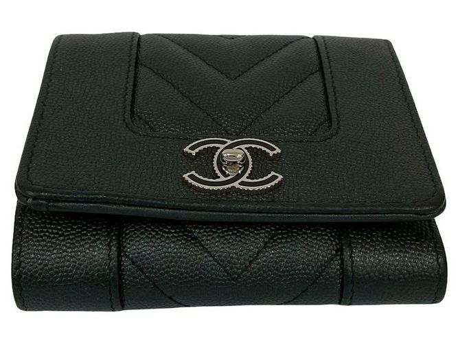 Cartera tri-fold V-stitch Mademoiselle Coco de Chanel Negro - vista 6