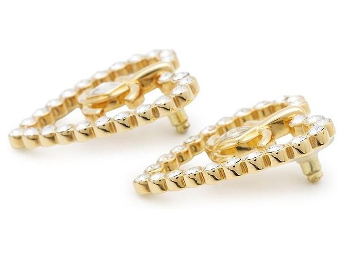 Orecchini Chanel Coco Mark a cuore in strass dorati Gold hardware - vista 2