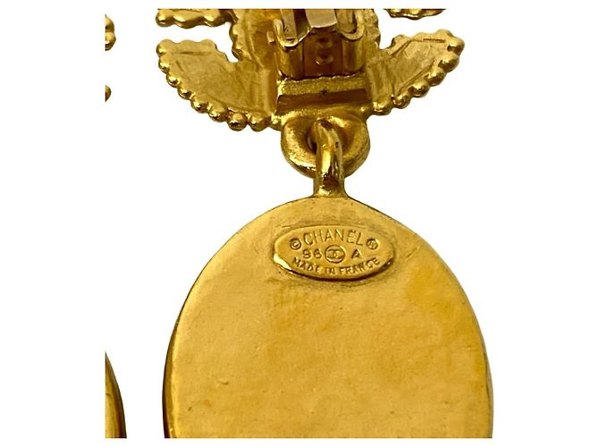 Orecchini vintage Gripoa Coco Mark di Chanel Rosso D'oro - vista 2