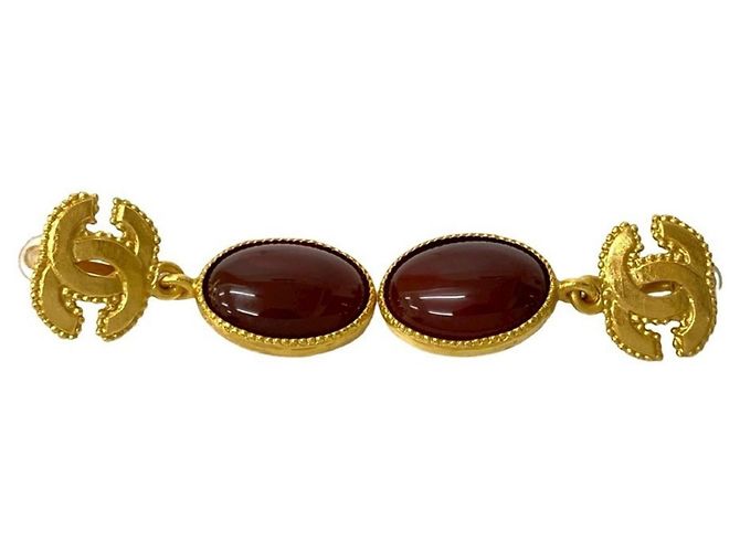 Orecchini vintage Gripoa Coco Mark di Chanel Rosso D'oro - vista 3