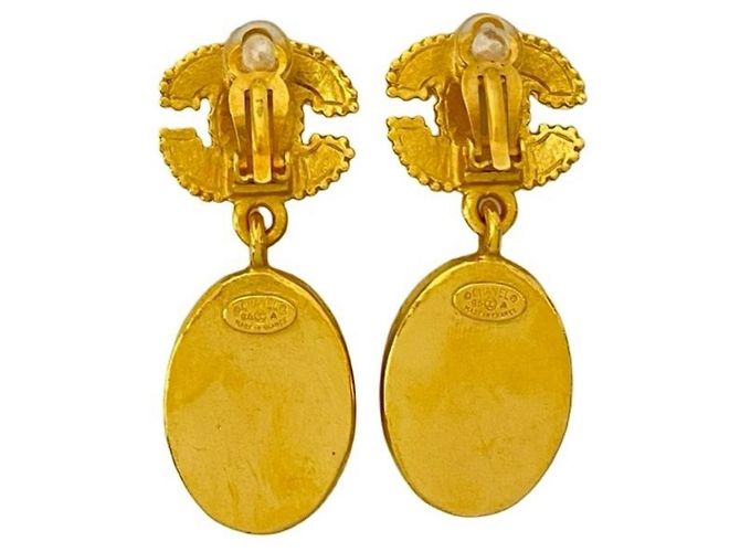 Orecchini vintage Gripoa Coco Mark di Chanel Rosso D'oro - vista 5