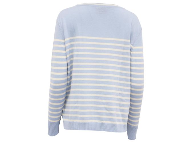 Pull rayé Bogner en laine bleu clair - vue 4