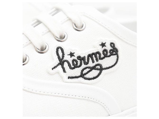 Inosans Canvas-Leder-Sneaker von Hermès Weiß - Ansicht 13