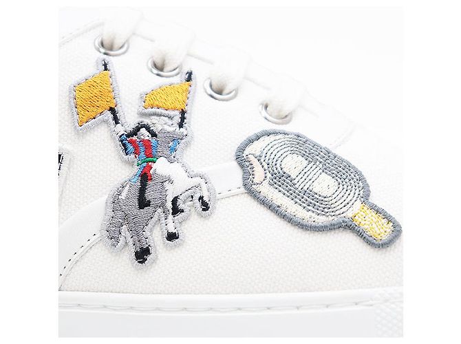 Inosans Canvas-Leder-Sneaker von Hermès Weiß - Ansicht 15