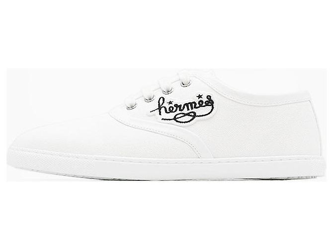 Inosans Canvas-Leder-Sneaker von Hermès Weiß - Ansicht 4