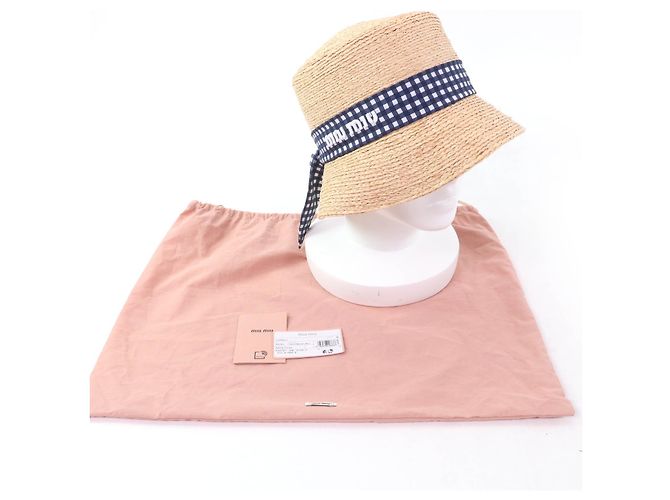 Miu Miu Cappello in rafia a quadri MIUMIU 5HC307 - vista 2
