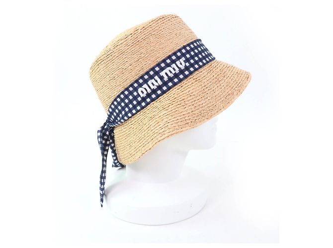 Miu Miu Cappello in rafia a quadri MIUMIU 5HC307 - vista 6