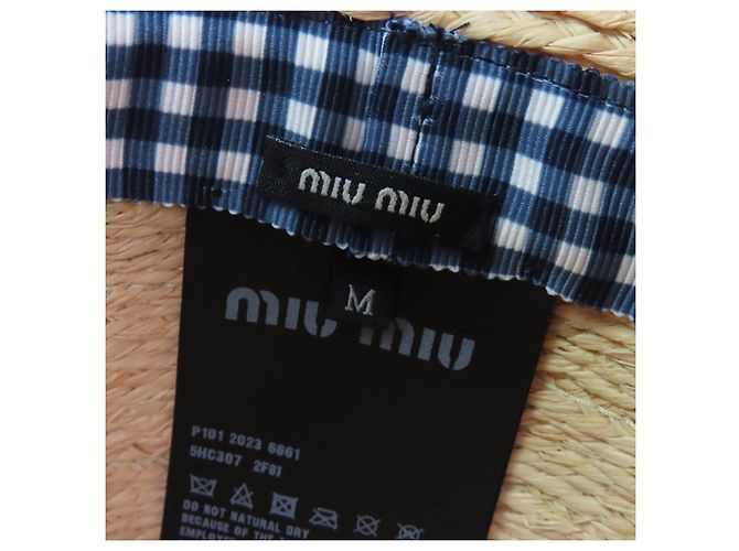 Miu Miu Cappello in rafia a quadri MIUMIU 5HC307 - vista 9