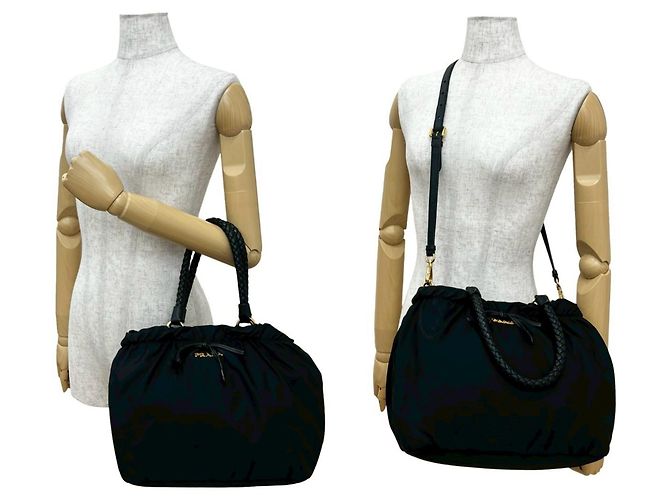 Prada Tessuto Nylon and Leather 2-Way Shoulder Bag Black - view 2
