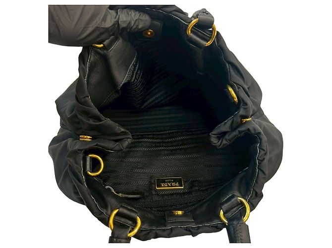 Prada Tessuto Nylon and Leather 2-Way Shoulder Bag Black - view 9