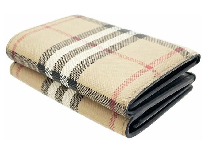 Burberry Karomuster Dreifach-Wallet Schwarz Beige - Ansicht 3