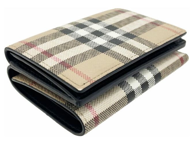 Burberry Karomuster Dreifach-Wallet Schwarz Beige - Ansicht 5