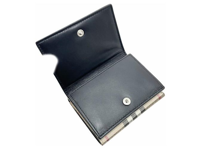 Burberry Karomuster Dreifach-Wallet Schwarz Beige - Ansicht 7
