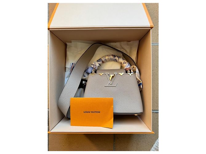 Louis Vuitton Capucines Mini Taurillon Leder Grau - Ansicht 3