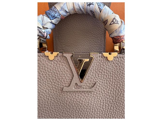 Louis Vuitton Capucines Mini Taurillon Leder Grau - Ansicht 5