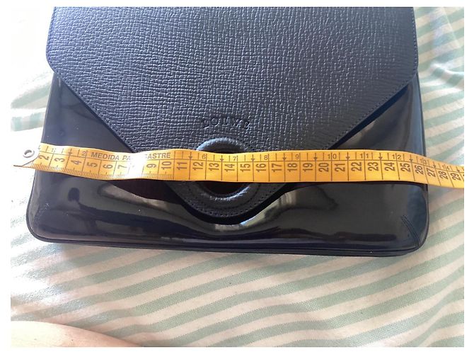 Borsa Loewe nera in pelle rigata e pelle verniciata Nero - vista 14