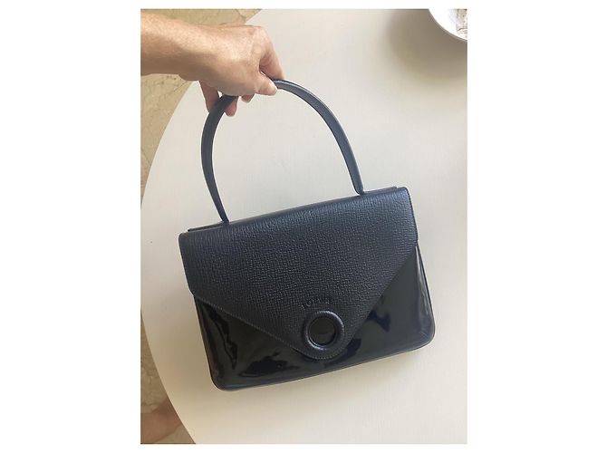 Borsa Loewe nera in pelle rigata e pelle verniciata Nero - vista 3