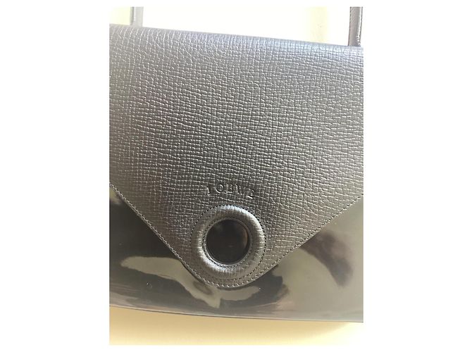 Borsa Loewe nera in pelle rigata e pelle verniciata Nero - vista 4