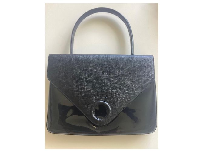 Borsa Loewe nera in pelle rigata e pelle verniciata Nero - vista 5