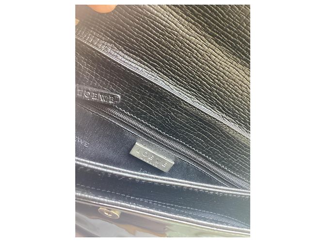 Borsa Loewe nera in pelle rigata e pelle verniciata Nero - vista 6