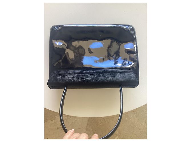 Borsa Loewe nera in pelle rigata e pelle verniciata Nero - vista 8