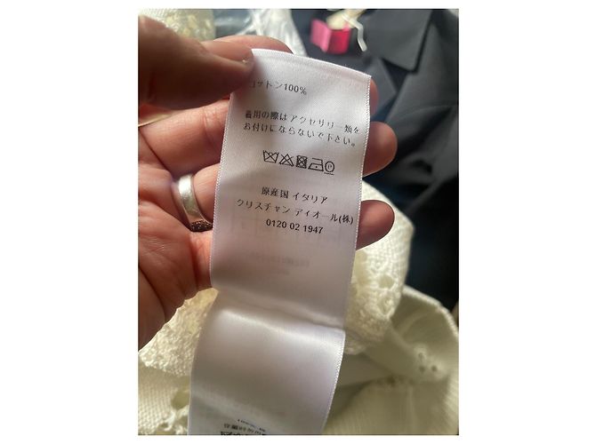 Blusa Dior Bianca in Cotone con Pizzo e Fiocco a Sciarpa Bianco - vista 7