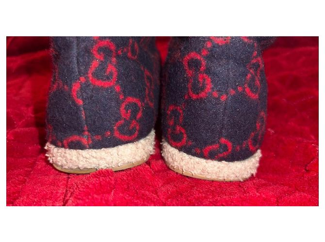 Stivali Gucci GG Shearling Horsebit blu navy - vista 3