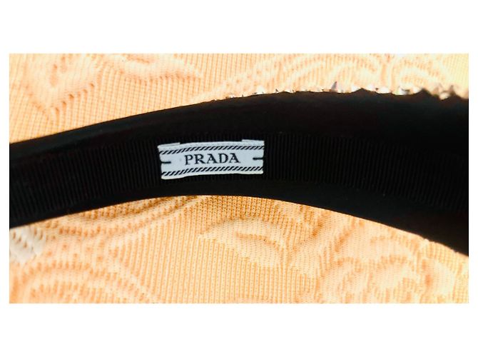 Prada Haarband mit Kristallen schwarz Seide - Ansicht 3