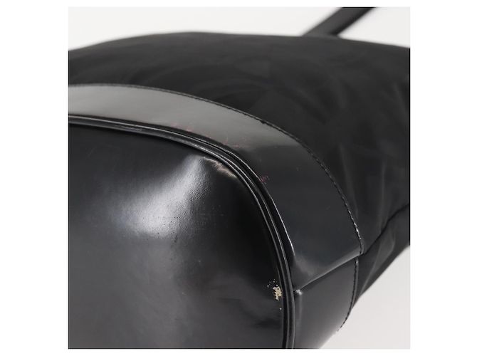 Salvatore Ferragamo Schultertasche Nylon Emaille Schwarz Silber Authentisch BA5766 - Ansicht 11