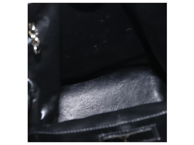 Salvatore Ferragamo Schultertasche Nylon Emaille Schwarz Silber Authentisch BA5766 - Ansicht 16