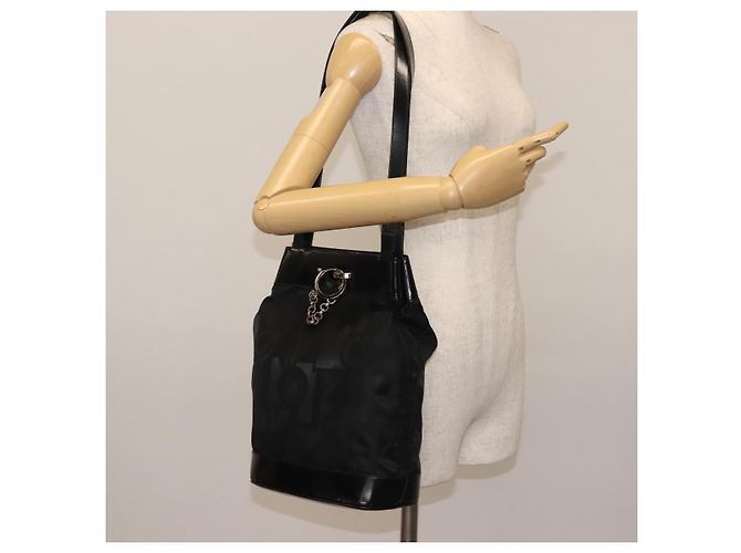 Salvatore Ferragamo Schultertasche Nylon Emaille Schwarz Silber Authentisch BA5766 - Ansicht 20