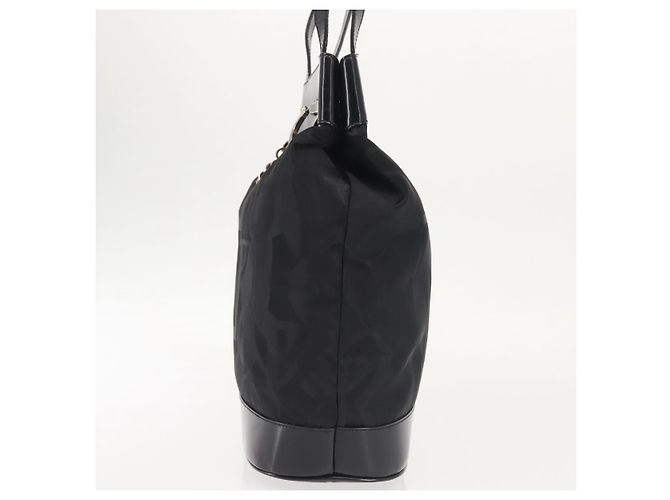 Salvatore Ferragamo Schultertasche Nylon Emaille Schwarz Silber Authentisch BA5766 - Ansicht 4