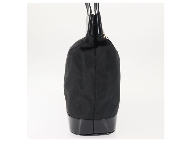 Salvatore Ferragamo Schultertasche Nylon Emaille Schwarz Silber Authentisch BA5766 - Ansicht 5