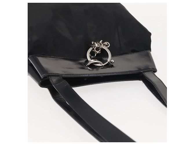 Salvatore Ferragamo Schultertasche Nylon Emaille Schwarz Silber Authentisch BA5766 - Ansicht 6