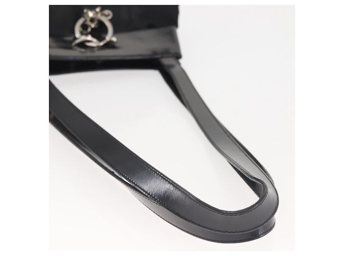 Salvatore Ferragamo Schultertasche Nylon Emaille Schwarz Silber Authentisch BA5766 - Ansicht 7