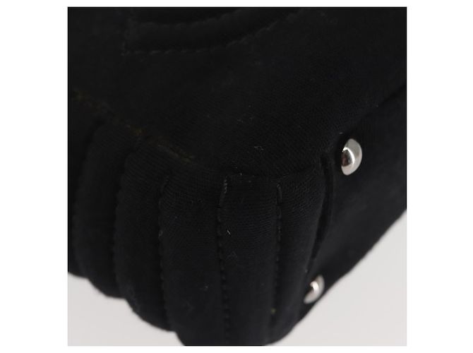 Borsa a spalla con catena CHANEL in cotone nero argento CC Auth 142754 - vista 11