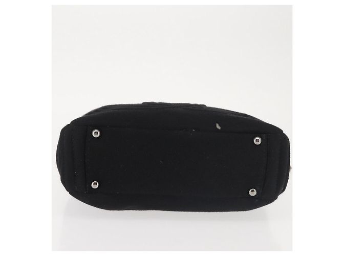 Borsa a spalla con catena CHANEL in cotone nero argento CC Auth 142754 - vista 9