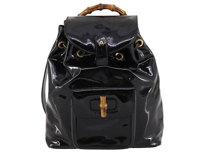 Zaino Gucci Bamboo Smalto Nero Oro 003 2058 0030 Auth bs29262 - vista 2
