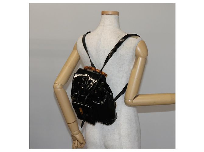 Zaino Gucci Bamboo Smalto Nero Oro 003 2058 0030 Auth bs29262 - vista 25