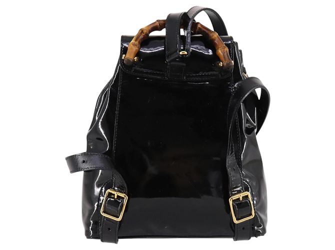 Zaino Gucci Bamboo Smalto Nero Oro 003 2058 0030 Auth bs29262 - vista 3