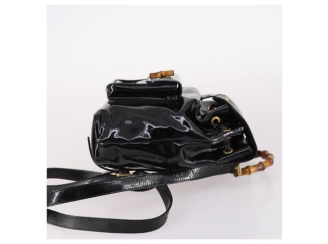 Zaino Gucci Bamboo Smalto Nero Oro 003 2058 0030 Auth bs29262 - vista 4