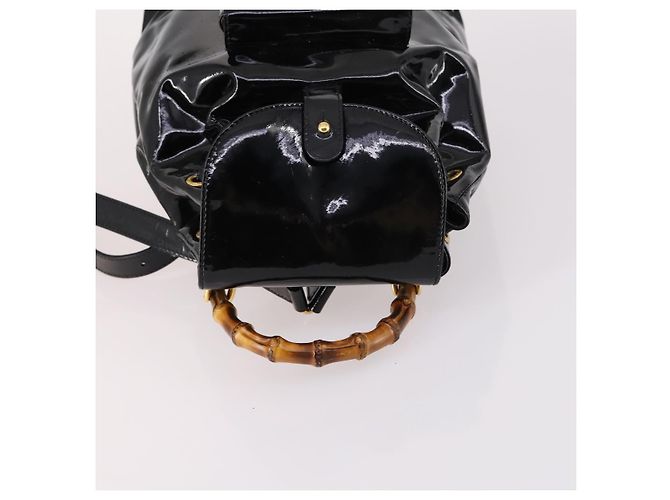 Zaino Gucci Bamboo Smalto Nero Oro 003 2058 0030 Auth bs29262 - vista 6