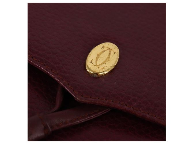 Borsa a Spalla Cartier in Pelle Bordeaux Oro Auth BA6081 D'oro Bordò - vista 14
