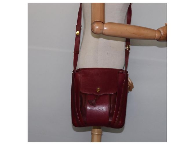 Borsa a Spalla Cartier in Pelle Bordeaux Oro Auth BA6081 D'oro Bordò - vista 22
