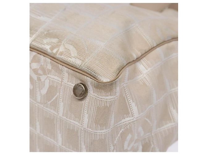 CHANEL Nuova linea da viaggio Borsa a mano in nylon beige argento CC Auth 141510 - vista 10