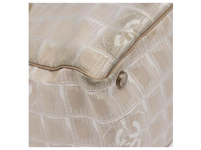 CHANEL Nuova linea da viaggio Borsa a mano in nylon beige argento CC Auth 141510 - vista 11