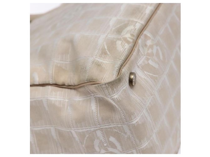 CHANEL Nuova linea da viaggio Borsa a mano in nylon beige argento CC Auth 141510 - vista 13